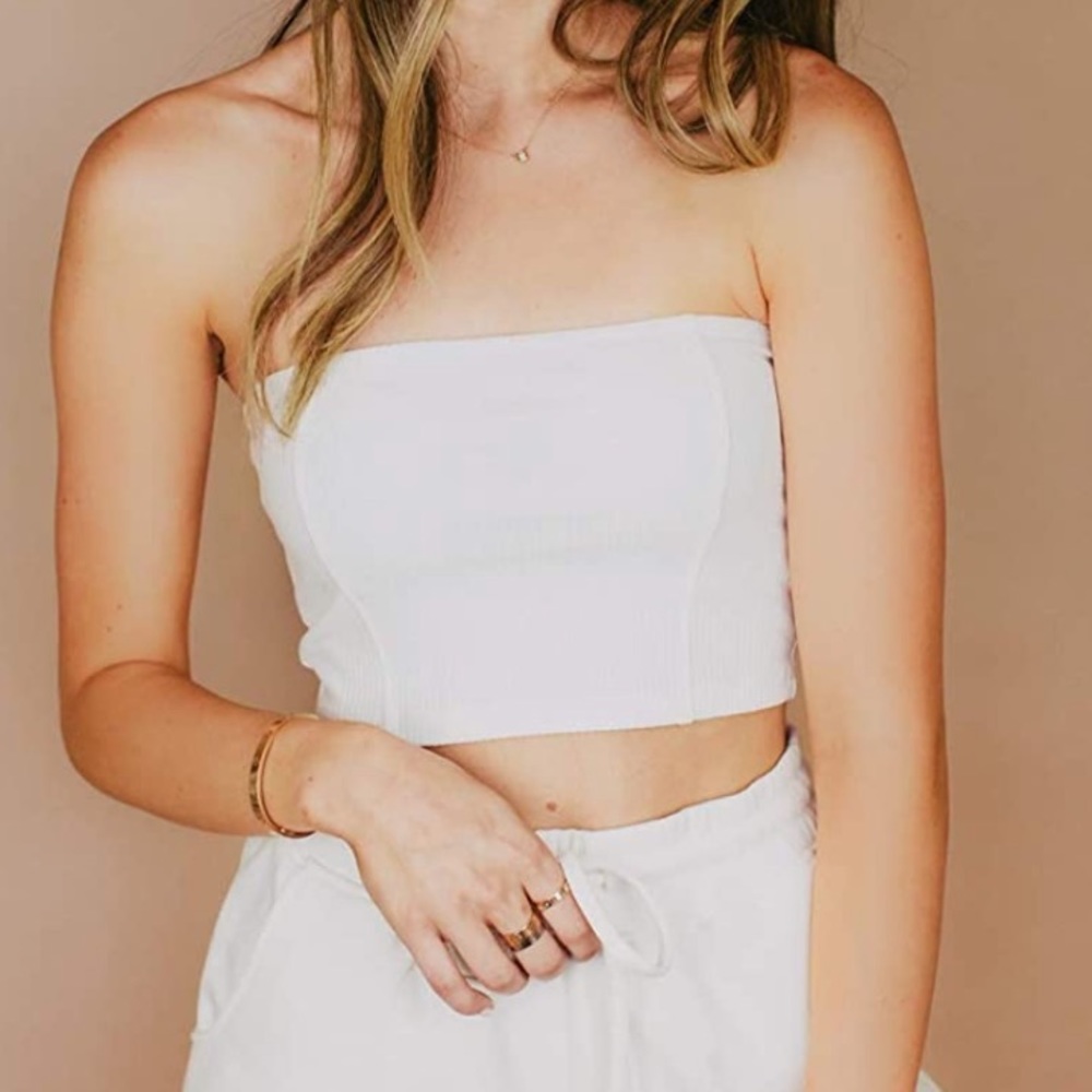 Ivory Ribbed Tube Top - Picture 3 of 3